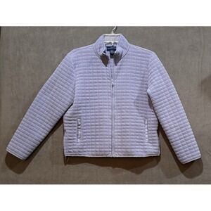 Charter Club Women's quilted Fleece jacket Sz Large Purple Grandmacore Preppy